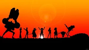 One PIece anime silhouette orange background playmat gaming mat - Picture 1 of 1