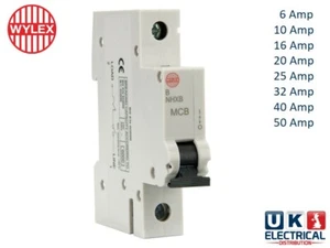 Wylex NHX 6A 10A 16A 20A 32A 40A 50A Amp 6kA Type B C Single Pole MCB - Picture 1 of 4