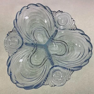Cambridge Caprice Moonlight Blue Tri-Corner 3 Part Celery Relish Dish - Picture 1 of 6