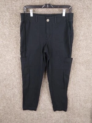 Sonoma Cropped Elastic Waist Pants Women 8 Black High Rise Straight Leg Cargo - Image 1 of 4