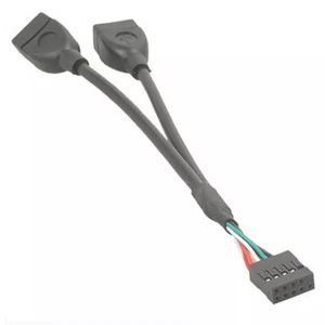 USB adapter 9-pin motherboard to 2x USB 2.0 socket, 15 cm, header socket - Picture 1 of 3