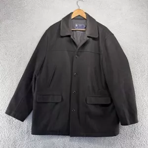 J Crew Jacket Men's XL Black University Wool Overcoat Quilt Lined Pockets Heavy - Picture 1 of 13