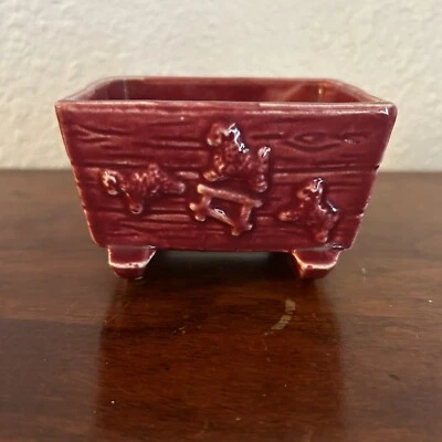 VTG Mauve Pink Shawnee USA Pottery Cradle Child's Counting Sheep Planter - Image 1 of 4