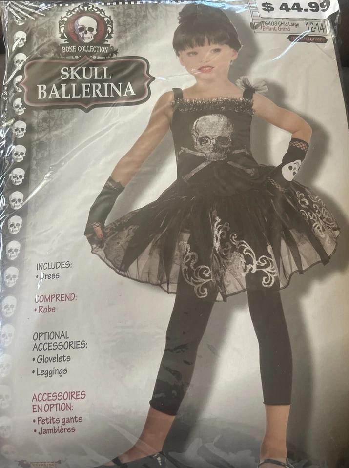 Forum Novelties 76408 Disfraz Bailarina Calavera Niños, Negro, Grande Foto 1 de 3