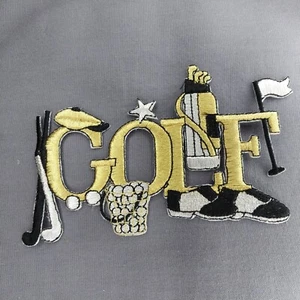 'GOLF' Tasche Ballschuhe schwarz gold silber buchstabieren aufbügeln Aufnäher 3,5 Zoll x 6 Zoll - Bild 1 von 2