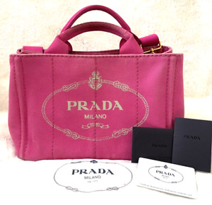 AUTHENTIC PRADA Canapa 2Way  Pink  	B2439  Women's Tote Shoulder Bag　FromJapan🔴