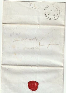 1839 DEC 25th GLOUCESTER CHRISTMAS DAY UNIFORM 4d POST T? BAKER E/L > WORCESTER - Picture 1 of 3