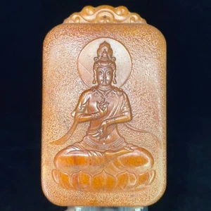 China hetian jade Jadeite hand-carved pendant necklace statue Bodhisattva A250 - Foto 1 di 9