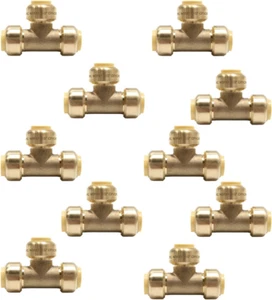 (Pack of 10) EFIELD 1/2 Inch Tee Push-Fit Fitting to Connect Pex, Copper, CPVC w - Picture 1 of 12