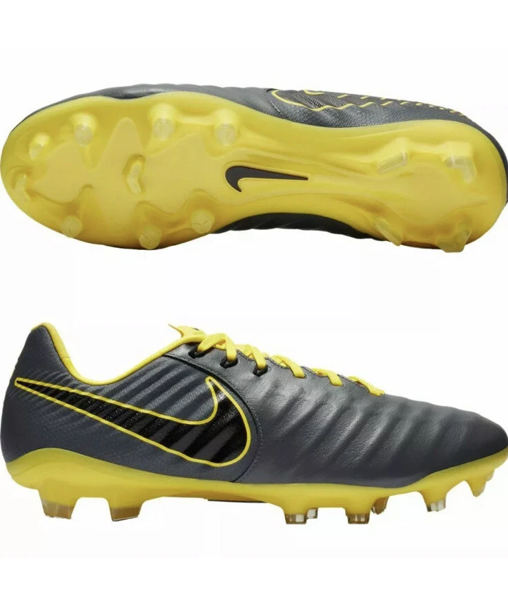 Nike Tiempo Legend 7 Pro FG Gray Yellow Mens Size 11 Soccer Cleats Ah7241-070