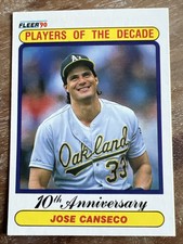 FLEER 1990 MLB Set-BREAK JOSE CANSECO Players Of The Decade #629 EX+! ⚾️