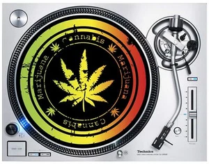 Cannabis Leaf DJ Slipmat - Vinyl Turntable Decks Reggae Weed Technics - Picture 1 of 1