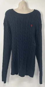 Suéter Polo Ralph Lauren Para Hombre Tejido con Cable Algodón Azul Marino Talla Grande y Alto 4XB - Imagen 1 de 19