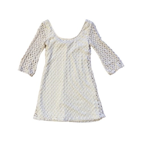 AUW size Small Lace Off White Lined Crochet Dress
