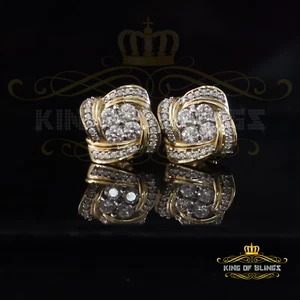 New Men's Square Stud 1.00ct VVS D Moissanite 925 Yellow Silver Women Earrings - Picture 1 of 12