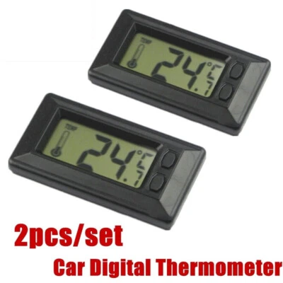 2pc Auto Car Digital LCD Display Thermometer Interior Screen Display Gauge Meter - Image 1 of 4