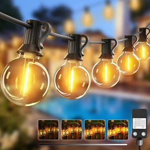 18M/60FT Festoon Lights Outdoor, Timer & Dimmable Garden Lights Mains Powered, 1 - Picture 1 of 12