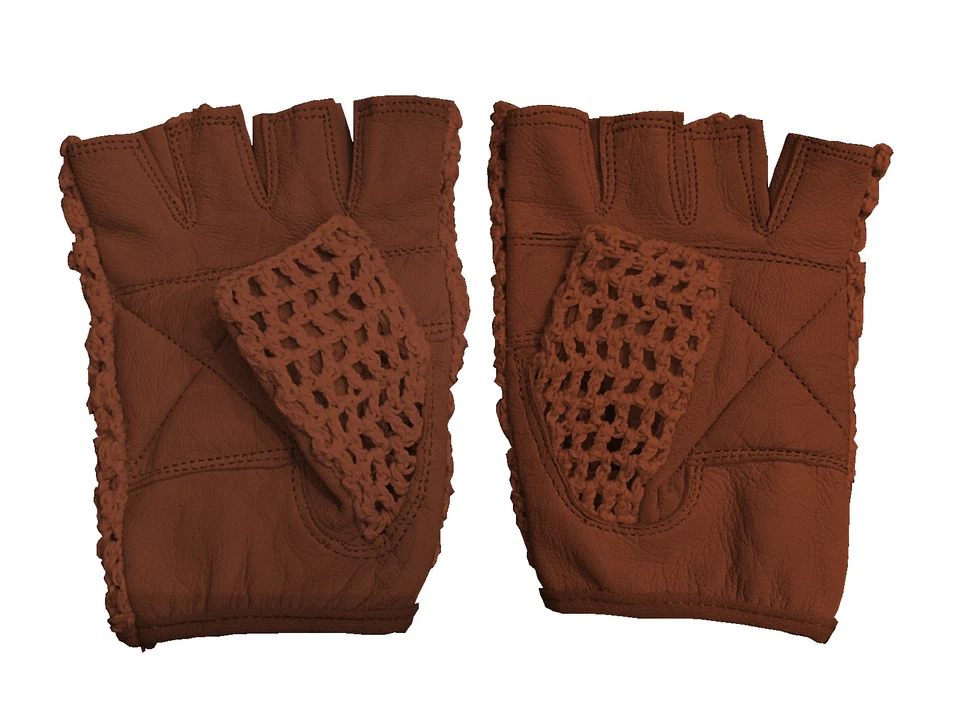 Guantes de cuero de ganchillo para ciclismo/bicicleta - marrón castaño vintage Foto 1 de 1