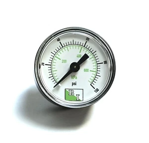 B & I, Commercial Pressure Gauge, 0-100psi, 1/8" NPT, Face 1.5" - Picture 1 of 2