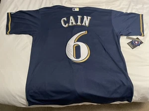 Lorenzo Cain Signed Milwaukee Brewers Navy Jersey Autograph Proof - Picture 1 of 3