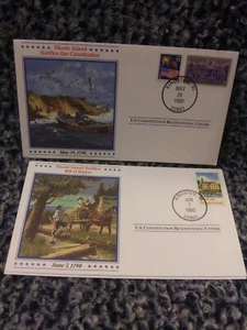 2 U.S. CONSTITUTIONAL BICENTENNIAL RHODE ISLAND FDC COVERS 1990 - Picture 1 of 7