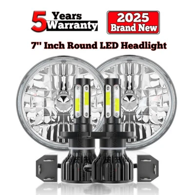 Par de faros LED redondos de 7 pulgadas para camiones de volteo Mack Granite CV713 haz alto/bajo Foto 1 de 4