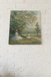 Dipinto olio su tela giardino vittoriano - firmato Kiamor - 12x14" arte originale - Foto 1 di 15