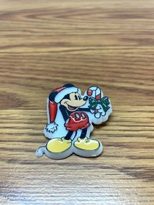 Walt Disney Santa Mickey Mouse Christmas Candy Cane Plastic Brooch Pin - Picture 1 of 3