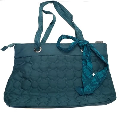Bolso de Mano Versátil Thirty One Vary You Azul Teal Acolchado Lunares Foto 1 de 4