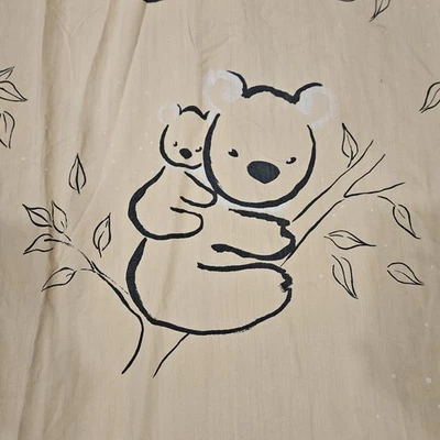 vintage spring mills alex west "sketch koalas" cotton blend king flat sheet usa - Image 1 of 4