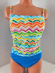 COSTUME DA BAGNO BLEU ROD BEATTIE ZIGGY SHIRRED PEZZO UNICO REGOLABILE BLU TAGLIA 10 NUOVO $115 - Foto 1 di 11