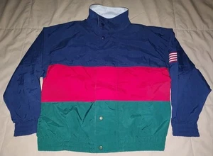 VTG IZOD BOYS FULL ZIP JACKET YOUTH SMALL MULTICOLOR SAILING KIDS 90s Y2K FLAG - Picture 1 of 7