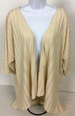LuLu Roe Open Front Cardigan Women Size S Very Pale Yellow Cream Short Sleeves - Image 1 of 4