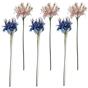 6 x Artificial Nerine Flower Stems Pink and Blue - Faux Decorative Flowers - Picture 1 of 11