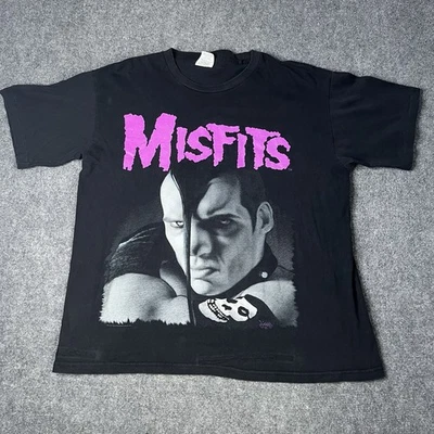 Vtg 1995 Misfits Jerry Only Mohawk T-shirt Mens Xl 1990s Punk Band Tee REPAIRS - Image 1 of 4