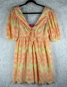 Neu mit Etikett Lilly Pulitzer 10 Sarafina Calla gelb Gingham Seersucker Ösen Kleid - Bild 1 von 9