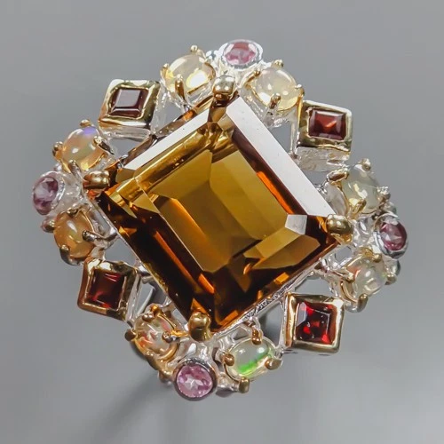 Jewellery 14 ct+ Natural Citrine Quartz Ring 925 Sterling Silver Size 8 /R437291 - Image 1 of 1