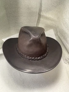 New In Box Wilsons Leather Western Hat W/Braided Band  Dark Brown Size XL - Picture 1 of 9