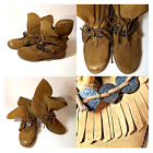 Suede Fringe Boho Slouchy Moccasin, Sz 9 Brown, Desert Ankle Boots Musse & Cloud