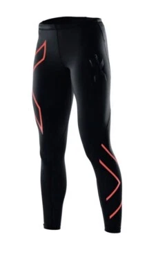 2XU Womens Compression Tights - Black &  Tangerine - Medium Tall - PWX FLEX - Image 1 of 4