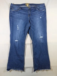 Democracy Jeans Women's 20 Liberty Bell Flare Raw Hem Distressed Denim Blue - Picture 1 of 11