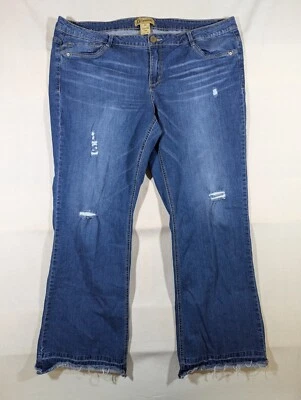 Democracy Jeans Women's 20 Liberty Bell Flare Raw Hem Distressed Denim Blue - Image 1 of 4