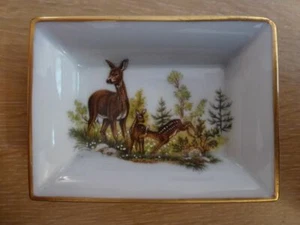 Kleine leere Tasche Aschenbecher BICHE FAON Porzellan Siebdruck MISENCEN Vintage - Bild 1 von 3