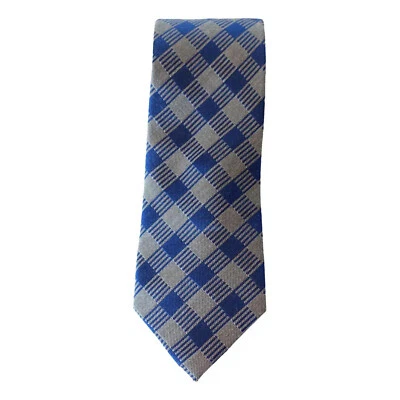 Corbata delgada SEAN JOHN azul gris New Look a cuadros mezcla de seda Foto 1 de 3
