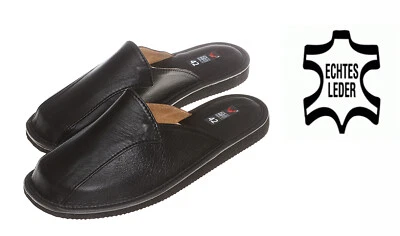Herren Echtleder Leder HausSchuhe Pantoffeln Latschen Schlappen Gr.40-46 #242#
