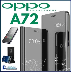 For OPPO A72 CLEAR VIEW FLIP CASE SMART BOOK MIRROR LUXURY STAND COVER A 72 - Picture 1 of 11