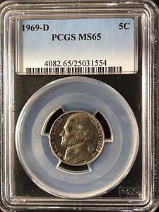 1969-D 5C Jefferson Nickel PCGS MS65 25031554 - Picture 1 of 2