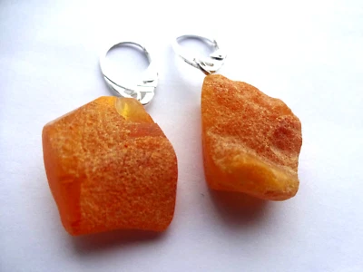 Brinco de âmbar báltico enorme genuíno cru lindo - Imagem 1 de 4