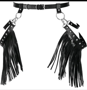 Neu ohne Etikett schwarz Cowboy Festival Fransen Gürtel 30" bis 40" - Bild 1 von 1