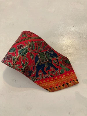 Мужской винтажный шелковый галстук Brioni с индийским принтом сделано в Италии - Изображение 1 из 4